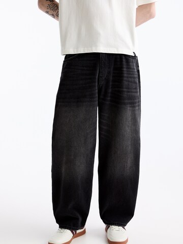 Pull&Bear Loosefit Jeans in Zwart: voorkant