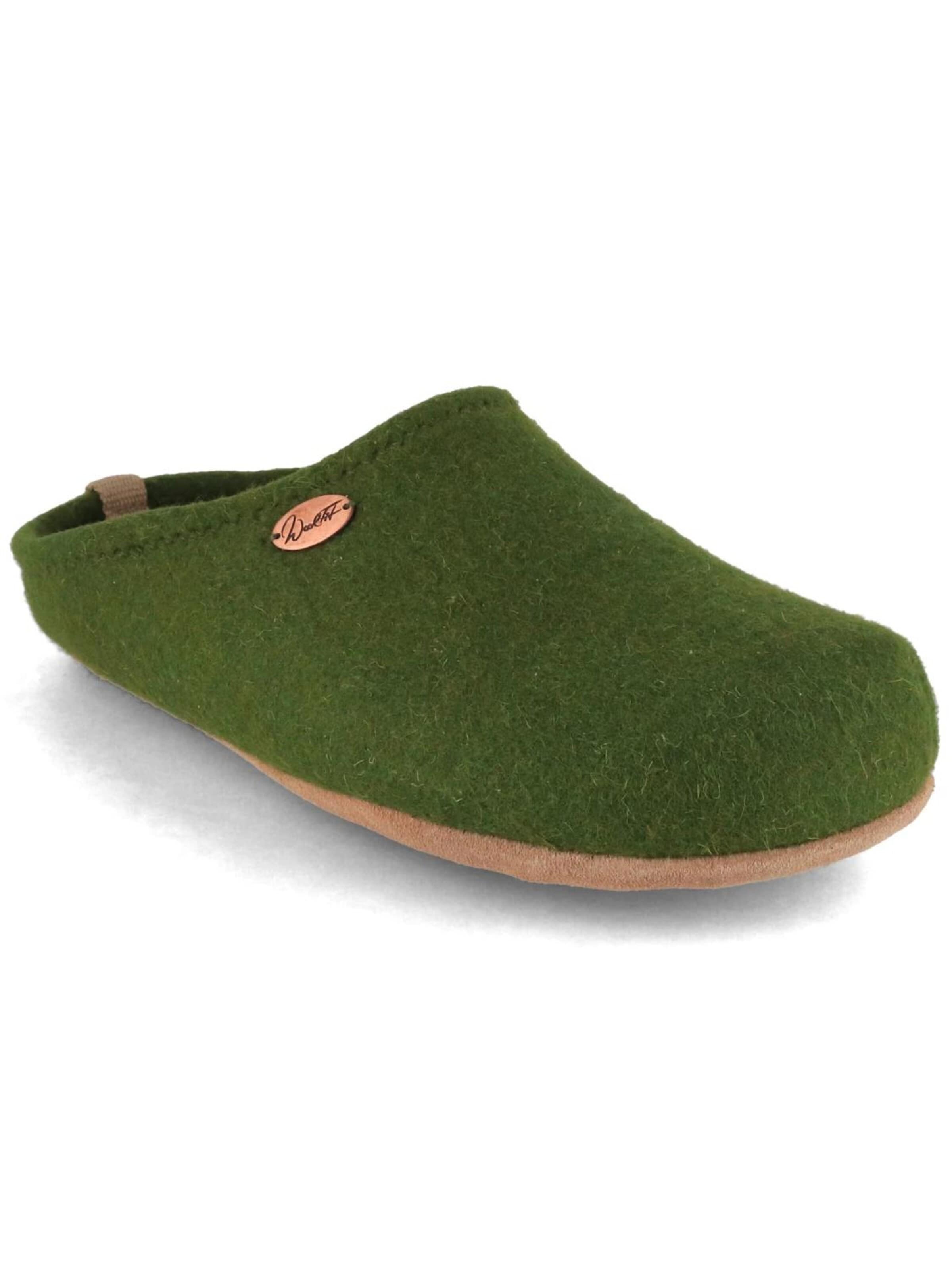 WoolFit Hausschuh 'BareFoot'‌‌‌‌‌‌‌ in Grün: Vorderseite