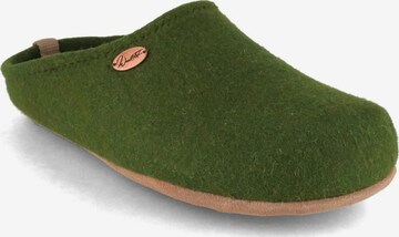 WoolFit Hausschuh 'BareFoot' in Grün: Vorderseite