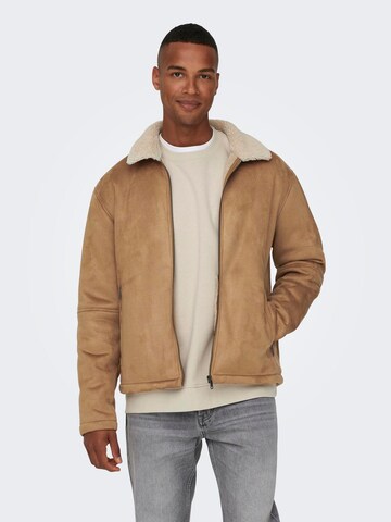 Only & Sons Between-season jacket 'ONSROYCE' in Brown: front