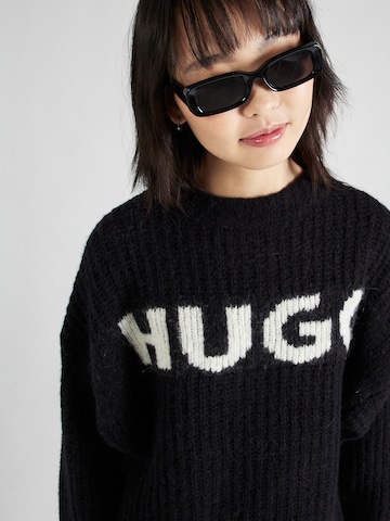 HUGO Širok pulover 'Slogues' | črna barva