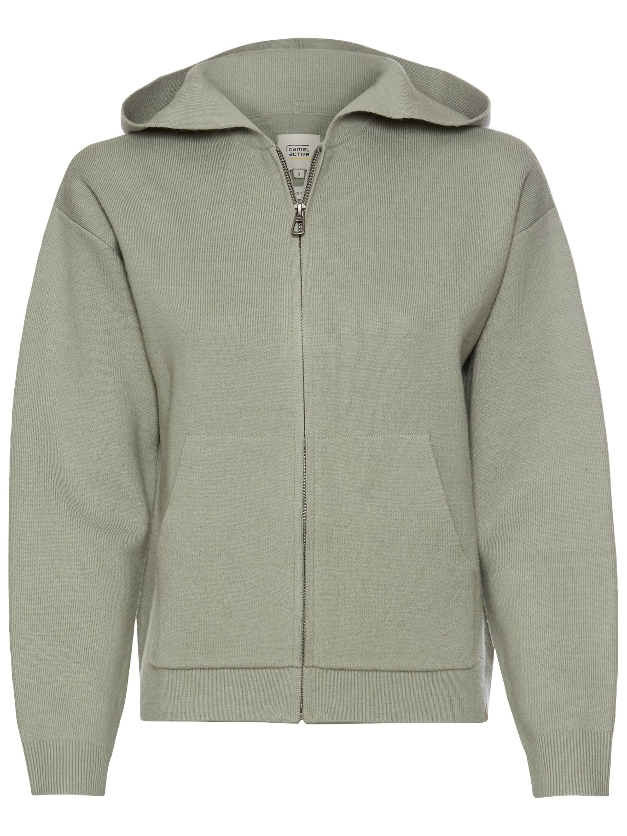 CAMEL ACTIVE Strickjacke mit Kapuze in Grün: Vorderseite