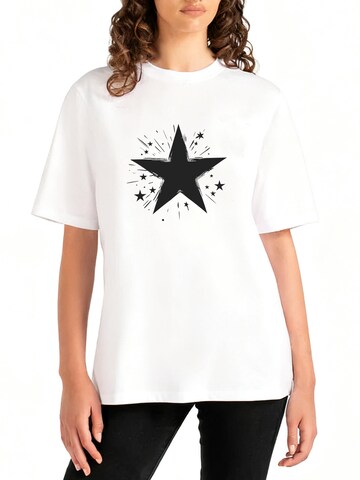 GORHEY Shirt 'Women's Round Neck Casual Cotton T-Shirt with Graffiti Star Print'‌‌‌‌‌‌‌‌‌‌ in Weiß: Vorderseite