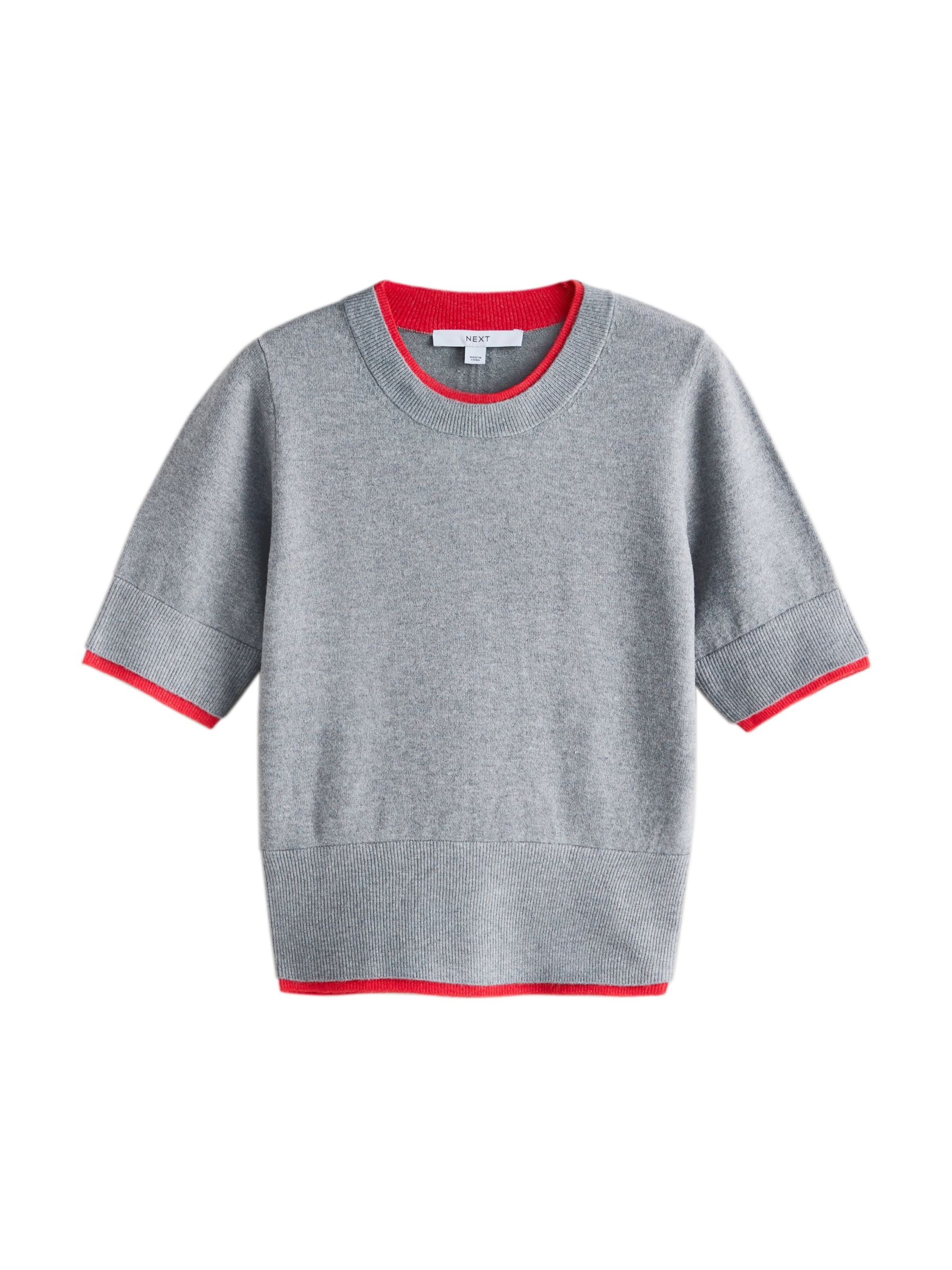 Next Pullover in graumeliert / rot, Produktansicht