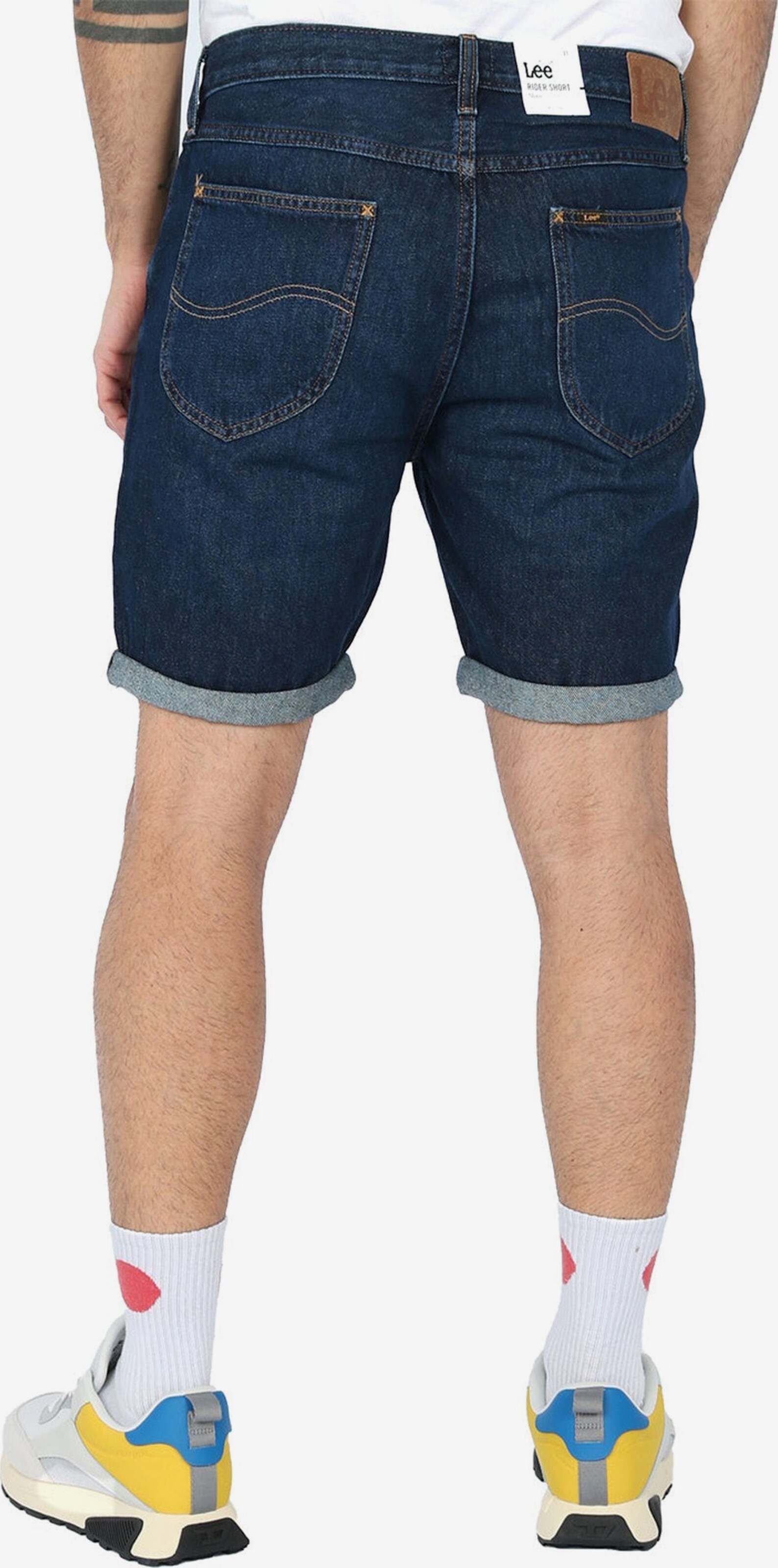 Lee Rider Short: Pantaloncini In Denim Uomo, Vestibilità Slim Con Risvolto Regolabile