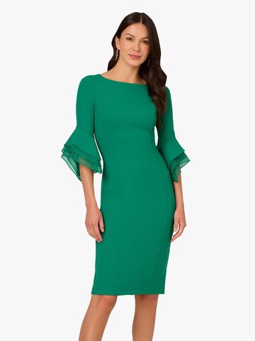 Adrianna Papell Cocktail Dress 'Knit Crepe Tiered Sleeve Dress' in Green: front