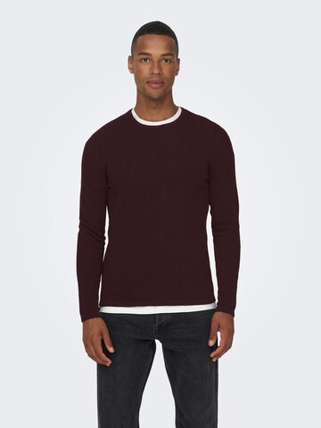 Only & Sons Regular fit Sweater 'Panter' in Red: front