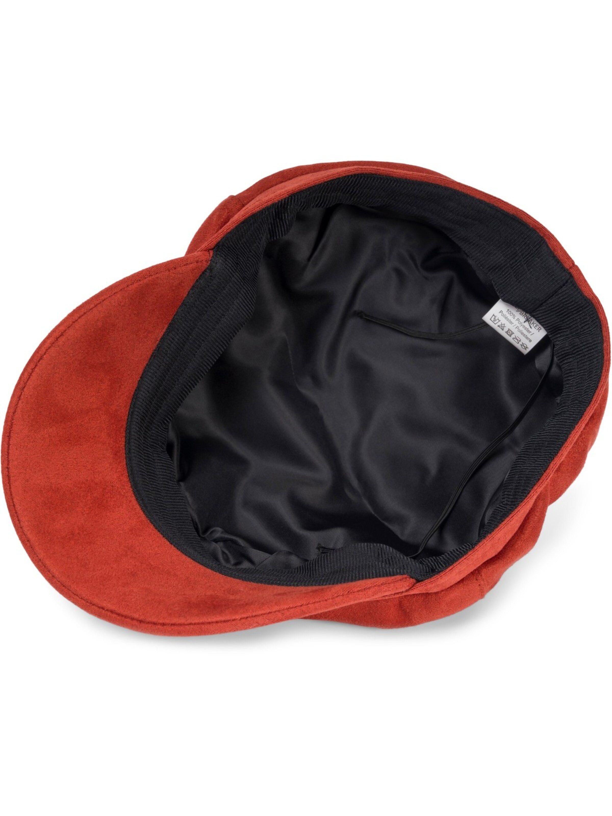 styleBREAKER Beanie 'Ballonmütze Einfarbig Veloursleder Optik' in Brown
