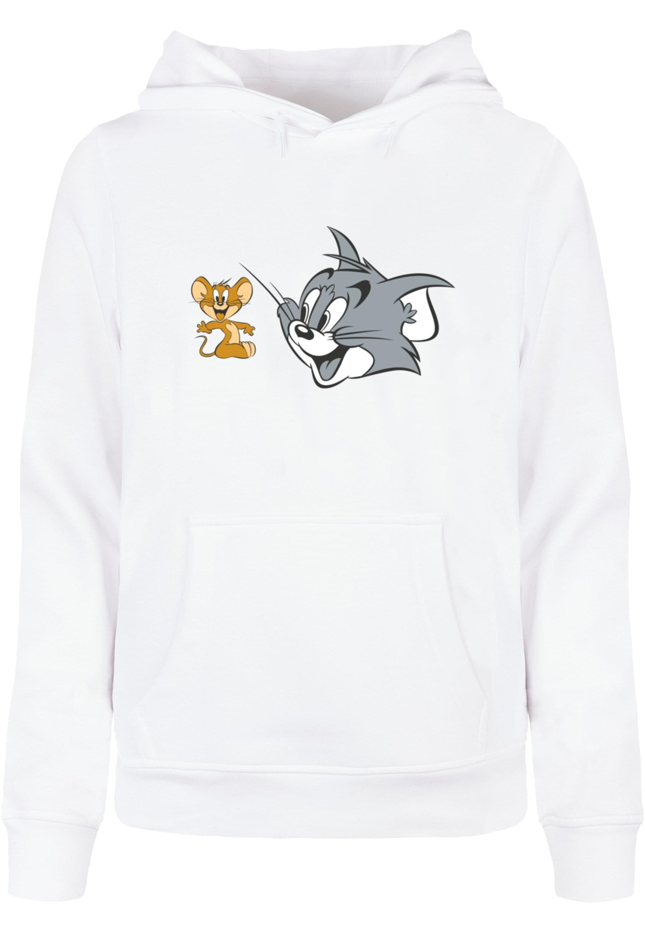 ABSOLUTE CULT Sweatshirt 'Tom And Jerry - Simple Heads' in White: front