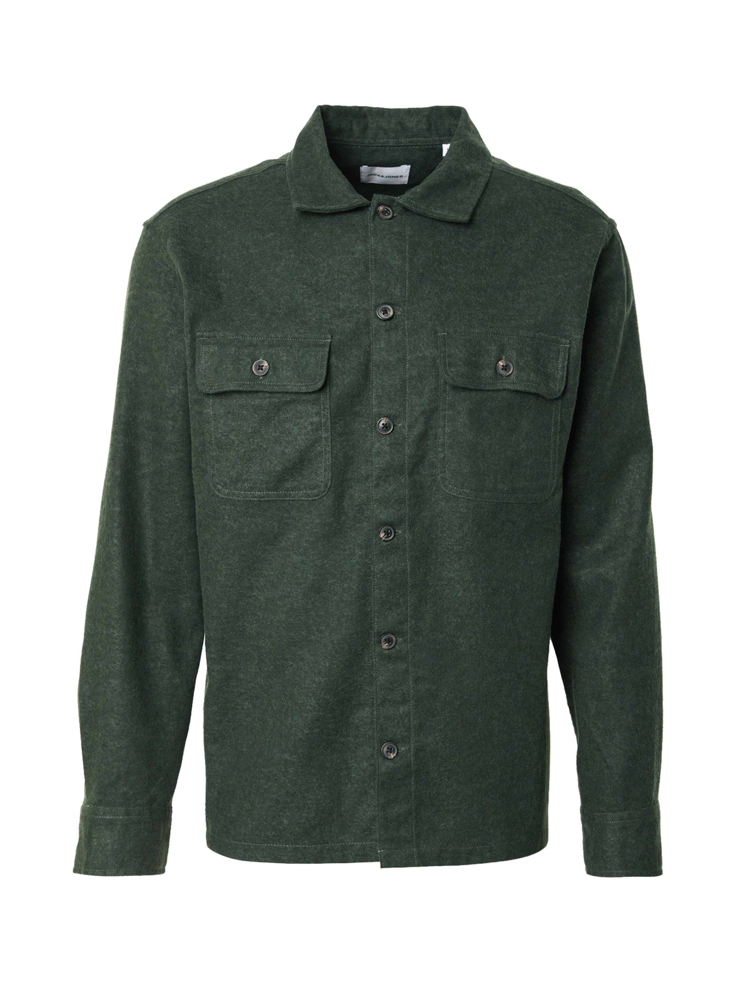JACK & JONES Comfort fit Button Up Shirt 'JJECharge' in Green: front