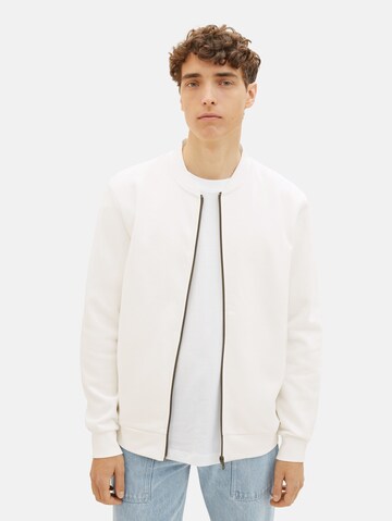 TOM TAILOR DENIM Sweat jacket in White: front