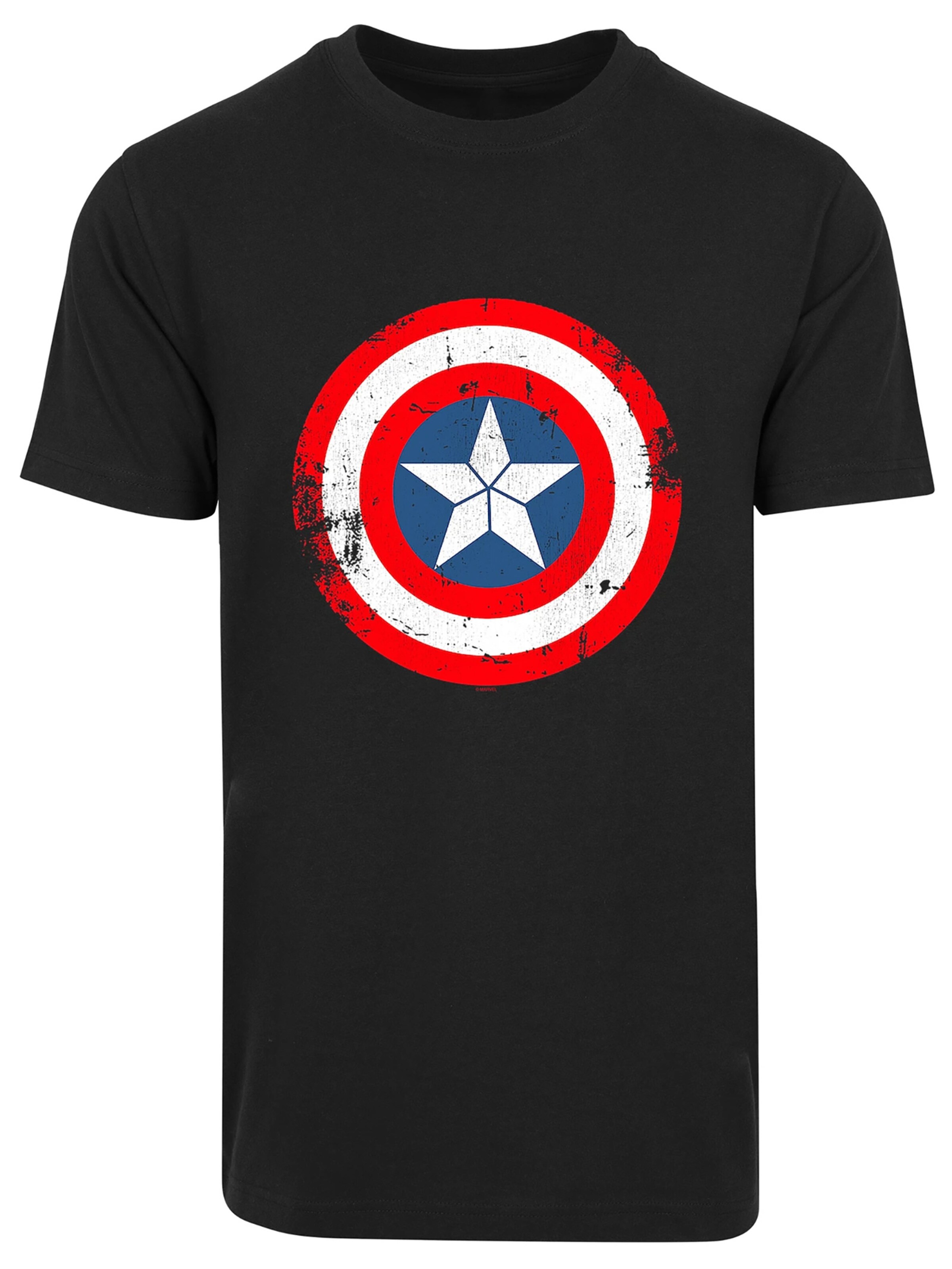 Maglietta 'Marvel Captain America Schild' di F4NT4STIC in nero: frontale