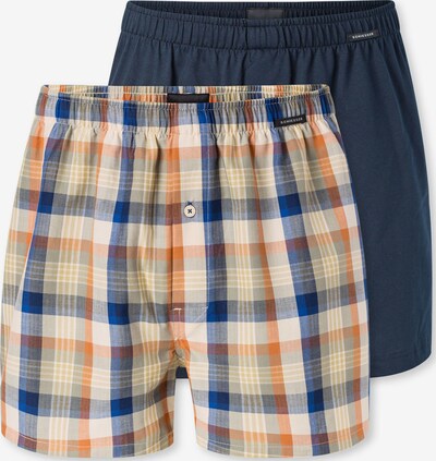 SCHIESSER Boxershorts ' Multipack ' in 4XL in dunkelblau / grau / orange / offwhite, Produktansicht