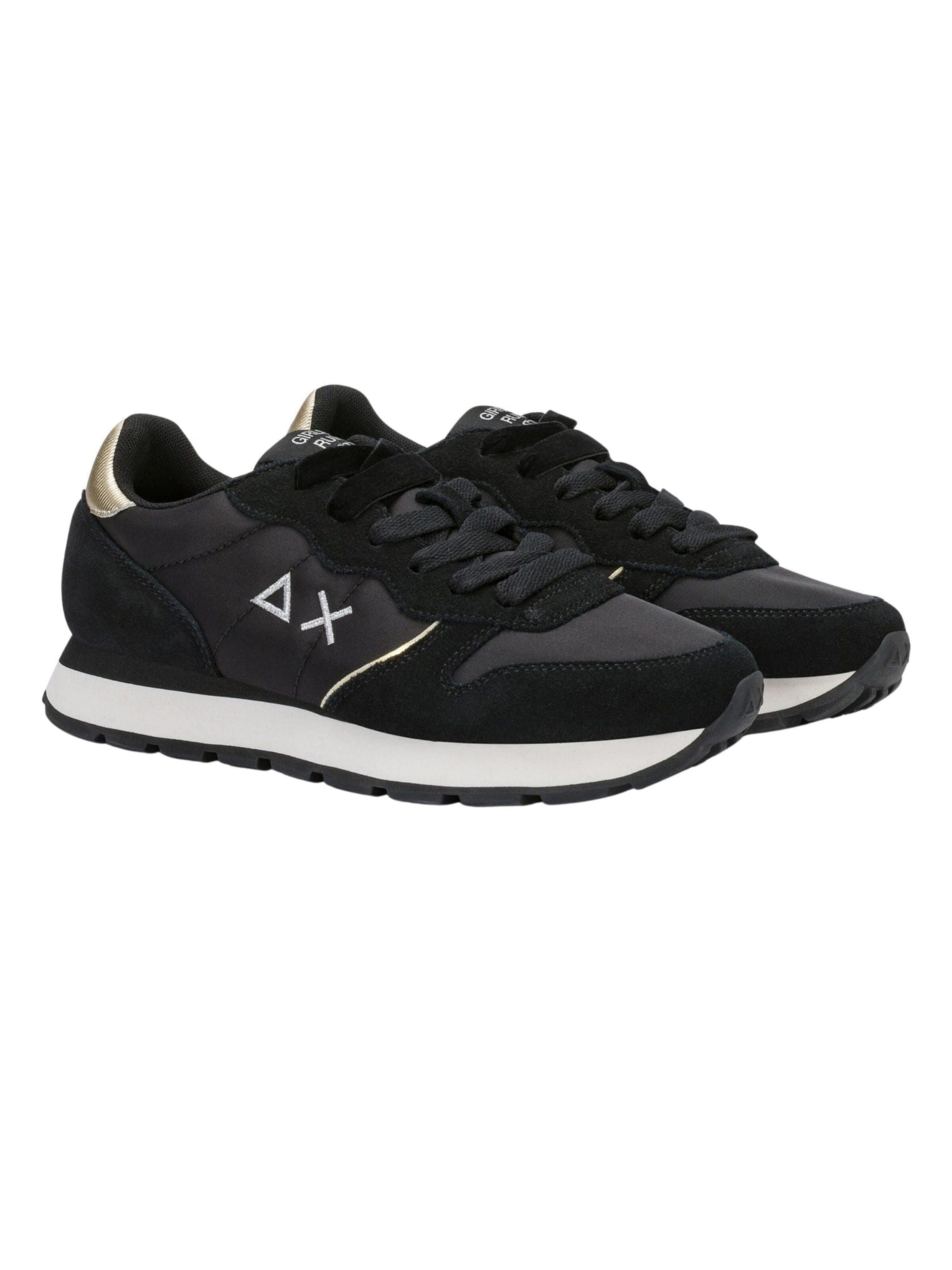 SUN68 Sneakers laag 'Sneaker Ally Gold Silver in black/medium grey suede and nylon' in Zwart