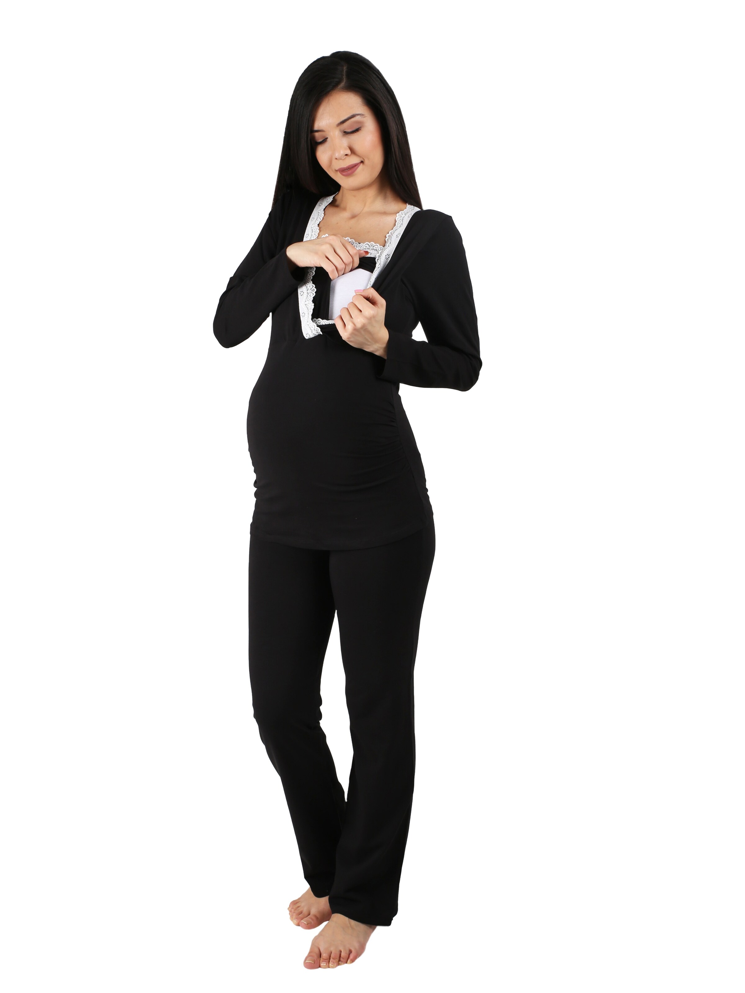 M.M.C. Pajama 'Spitze Umstandspyjama' in Black