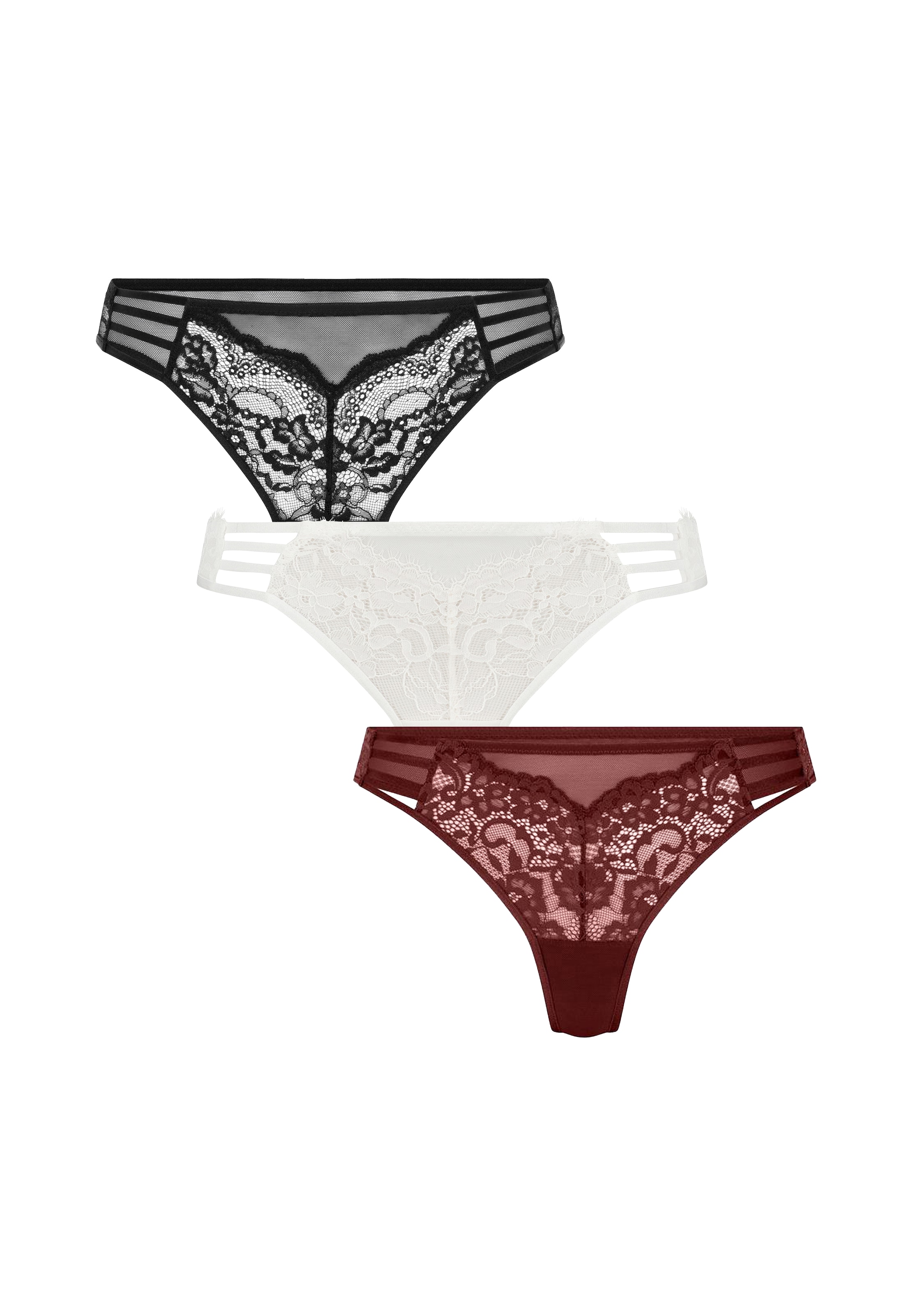 Hunkemöller Стринги 'Briar' в размере XS в Маджента / Черный / Белый, Обзор товара