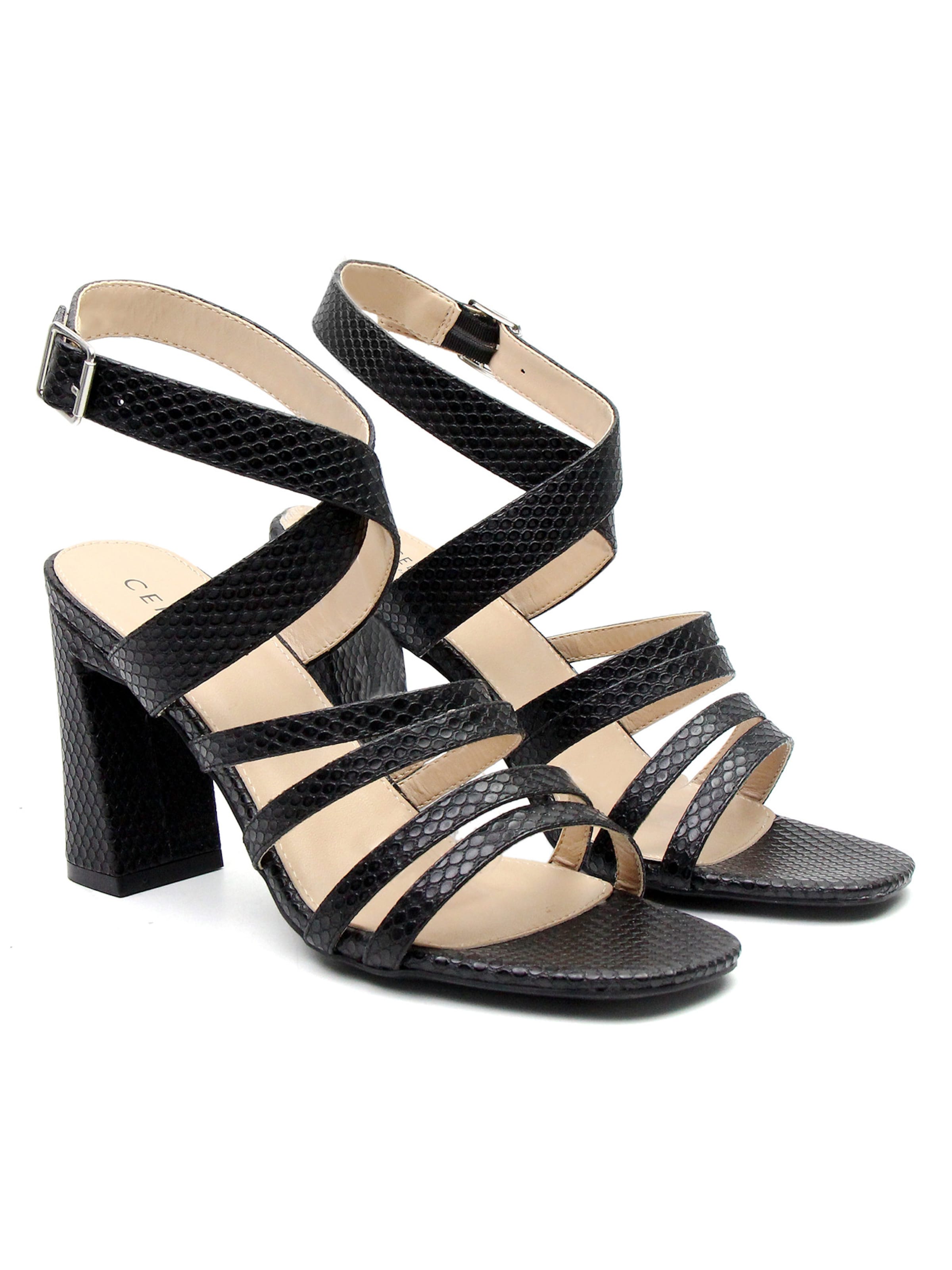 Celena Sandali s paščki 'Cattaleya' | črna barva