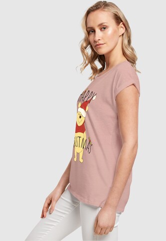ABSOLUTE CULT Shirt 'Winnie The Pooh - Happy Christmas Holly' in Roze