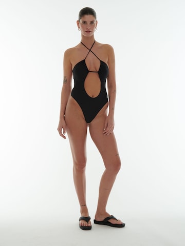 ABOUT YOU x Laura Giurcanu Triangle Swimsuit 'Valentina' in Black