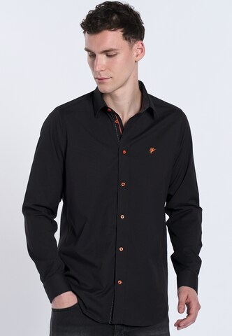 Coupe regular Chemise 'GIANFRANCO' DENIM CULTURE en noir : devant