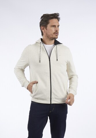 HECHTER PARIS Zip-Up Hoodie in Beige: front