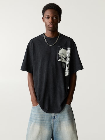 T-Shirt 'MY HERO' Pull&Bear en gris