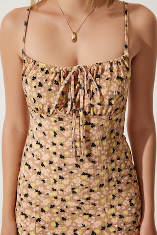 Happiness İstanbul Καλοκαιρινό φόρεμα σε καφέ