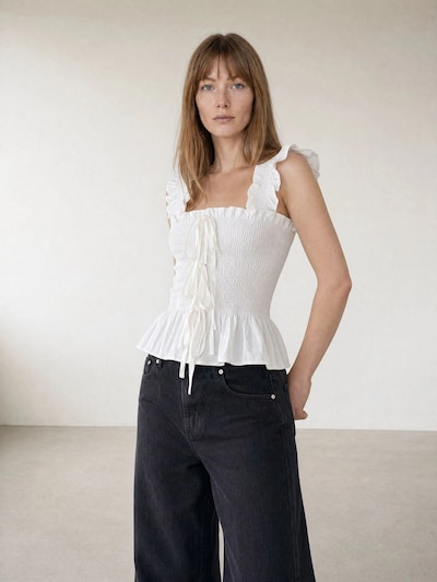 ARMIE Overdel 'The Emma Smock Bow Top' i XS i hvid, Produktvisning