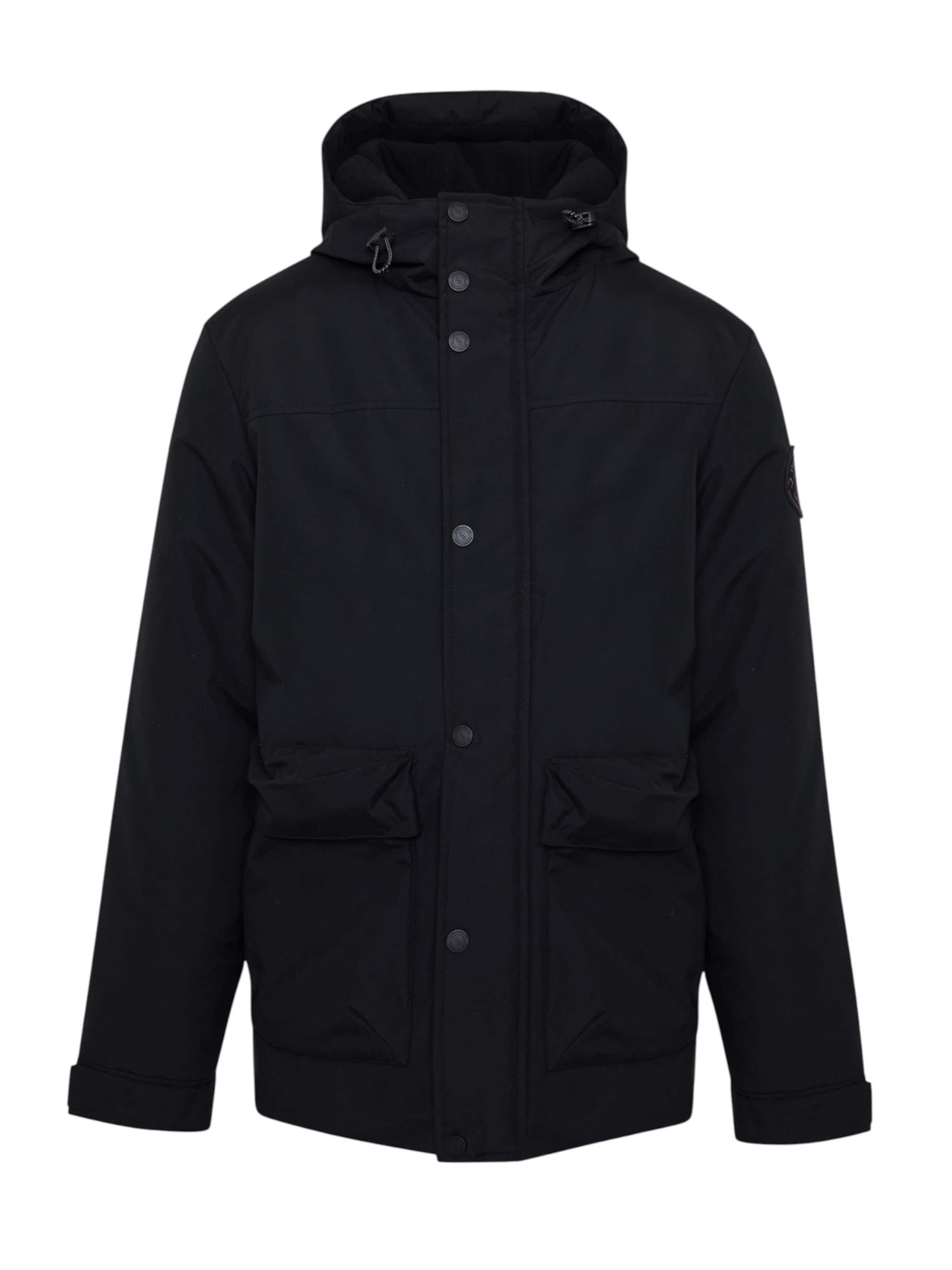 Threadbare Regenjacke 'Jezer' in Schwarz: Vorderseite