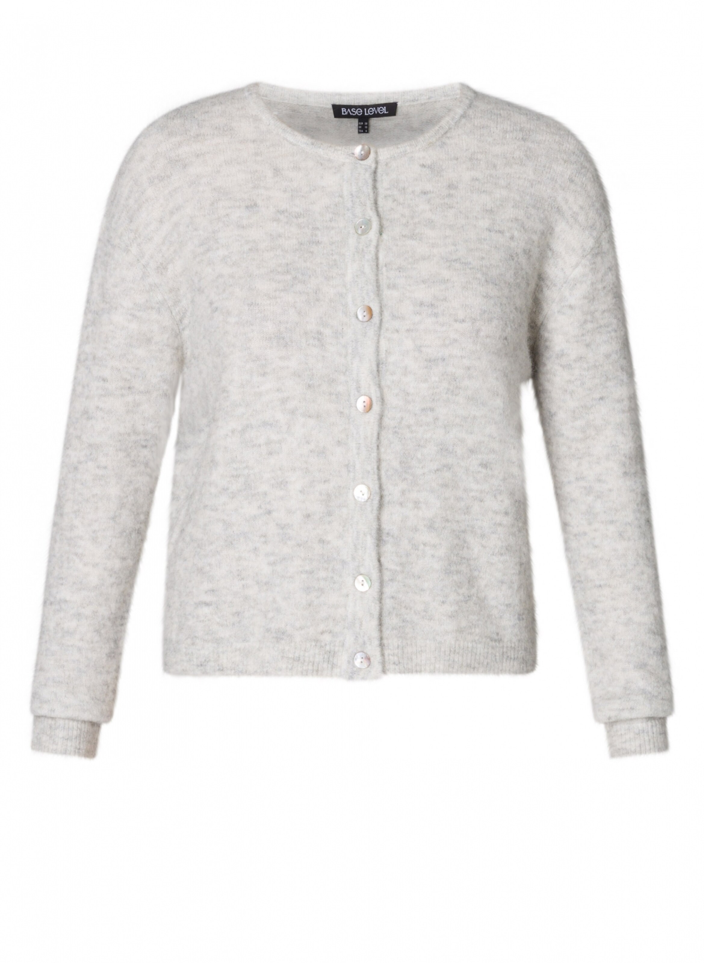 BASE LEVEL CURVY Strickjacke in Grau: Vorderseite