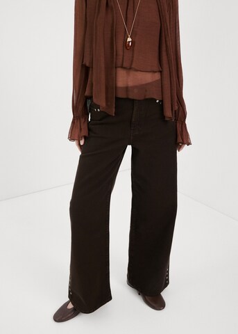 MANGO Wide leg Jeans 'Studs' in Brown
