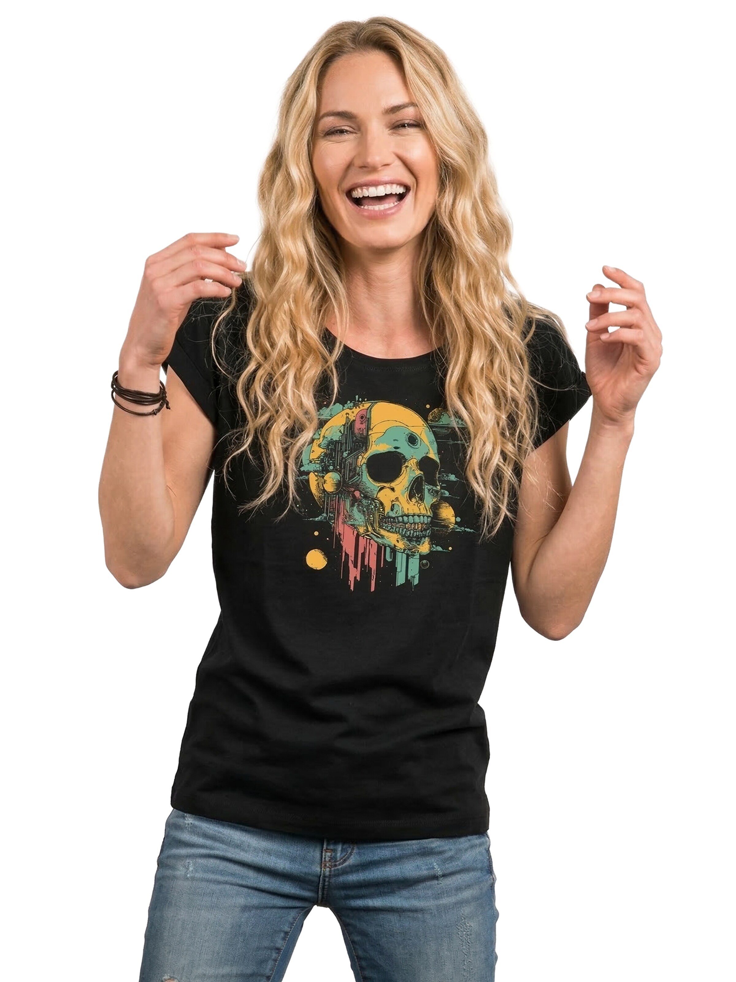 MAKAYA Shirt 'Head Shot Skull' in Black