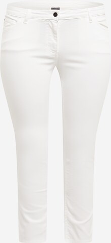 Coupe slim Pantalon 'Rafia' Persona by Marina Rinaldi en blanc : devant