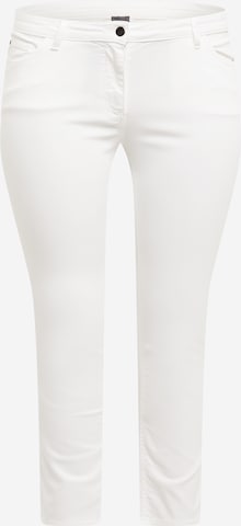 Coupe slim Pantalon 'Rafia' Persona by Marina Rinaldi en blanc : devant