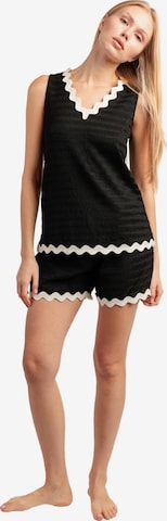 admas - Pijama 'ADMAS LUXURY Pijama Sin mangas Luxe Waves para Mujer' en negro: frente