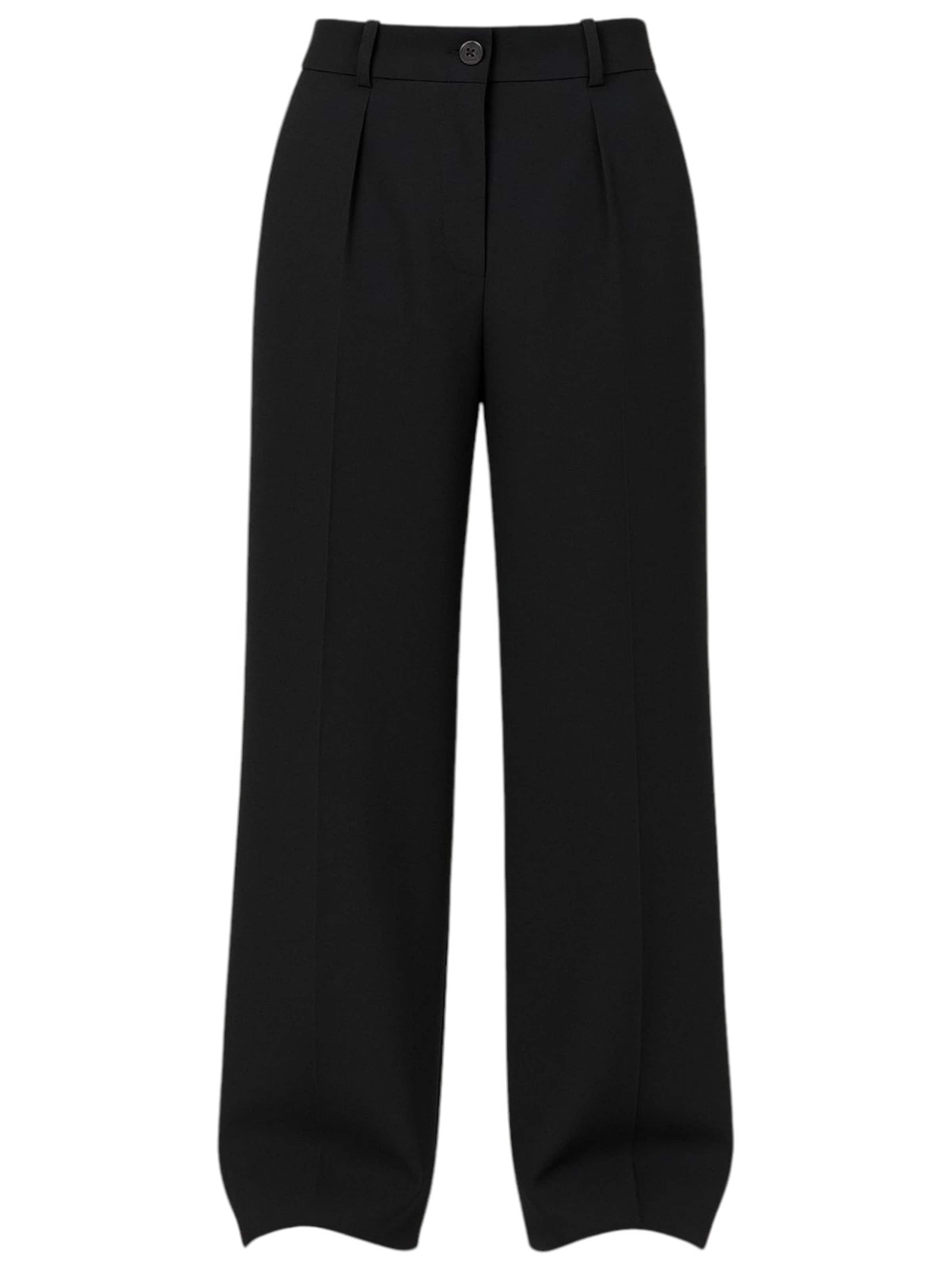 fashionshowcase Wide Leg Bundfaltenhose 'Seyra' in Schwarz: Vorderseite