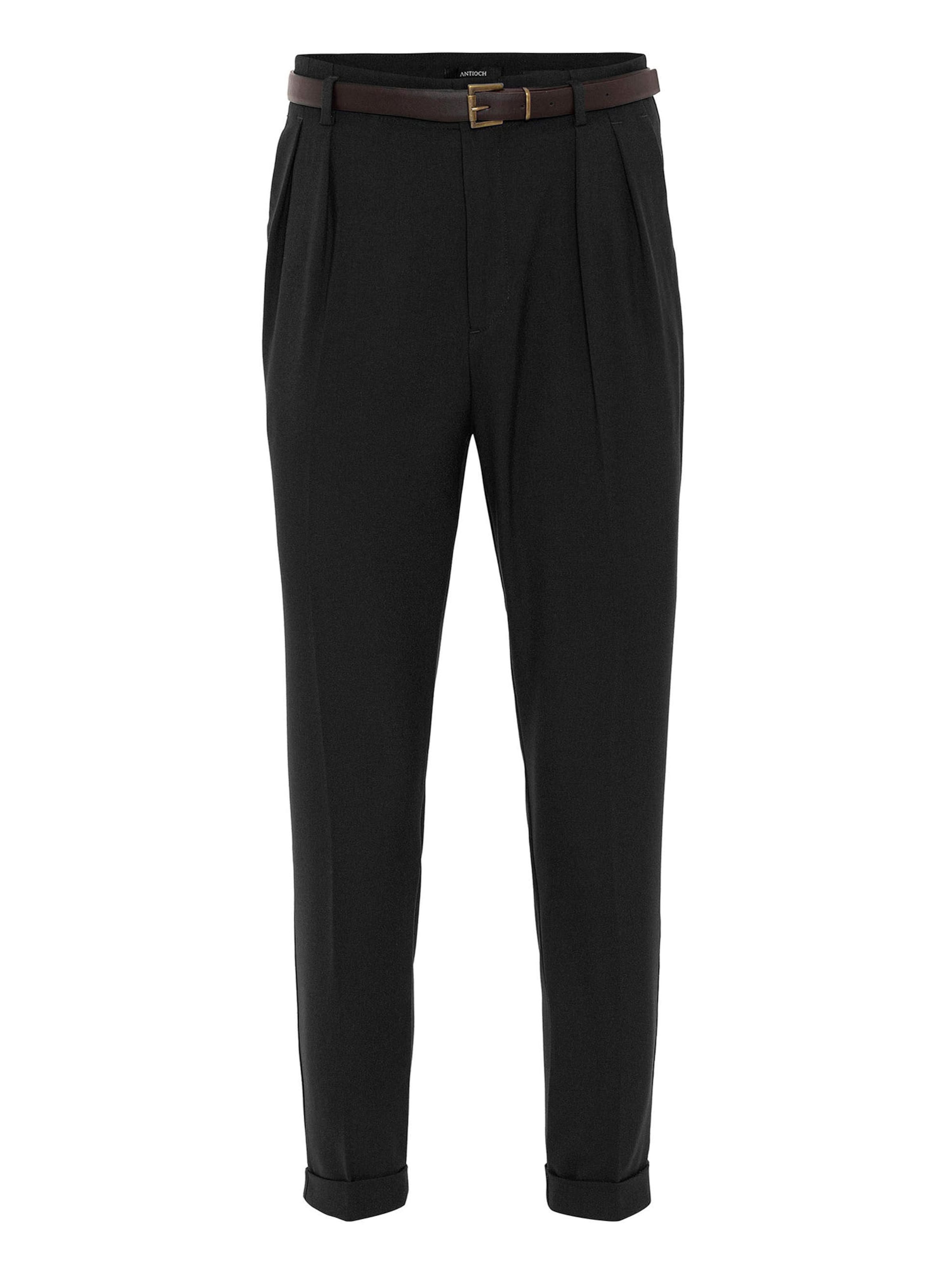 Antioch Regular Pleat-front trousers in Black: front