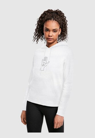 Merchcode Sweatshirt 'Peace - Scribble Hand' in Weiß: Vorderseite