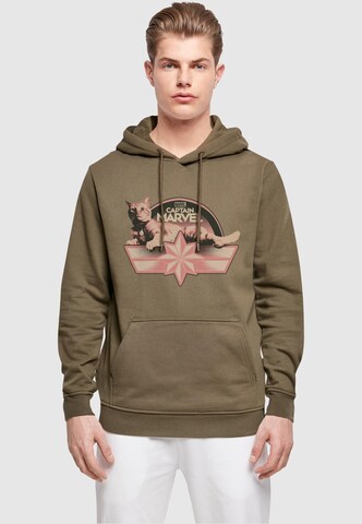 ABSOLUTE CULT Sweatshirt 'Captain Marvel - Chillin Goose' in Green: front