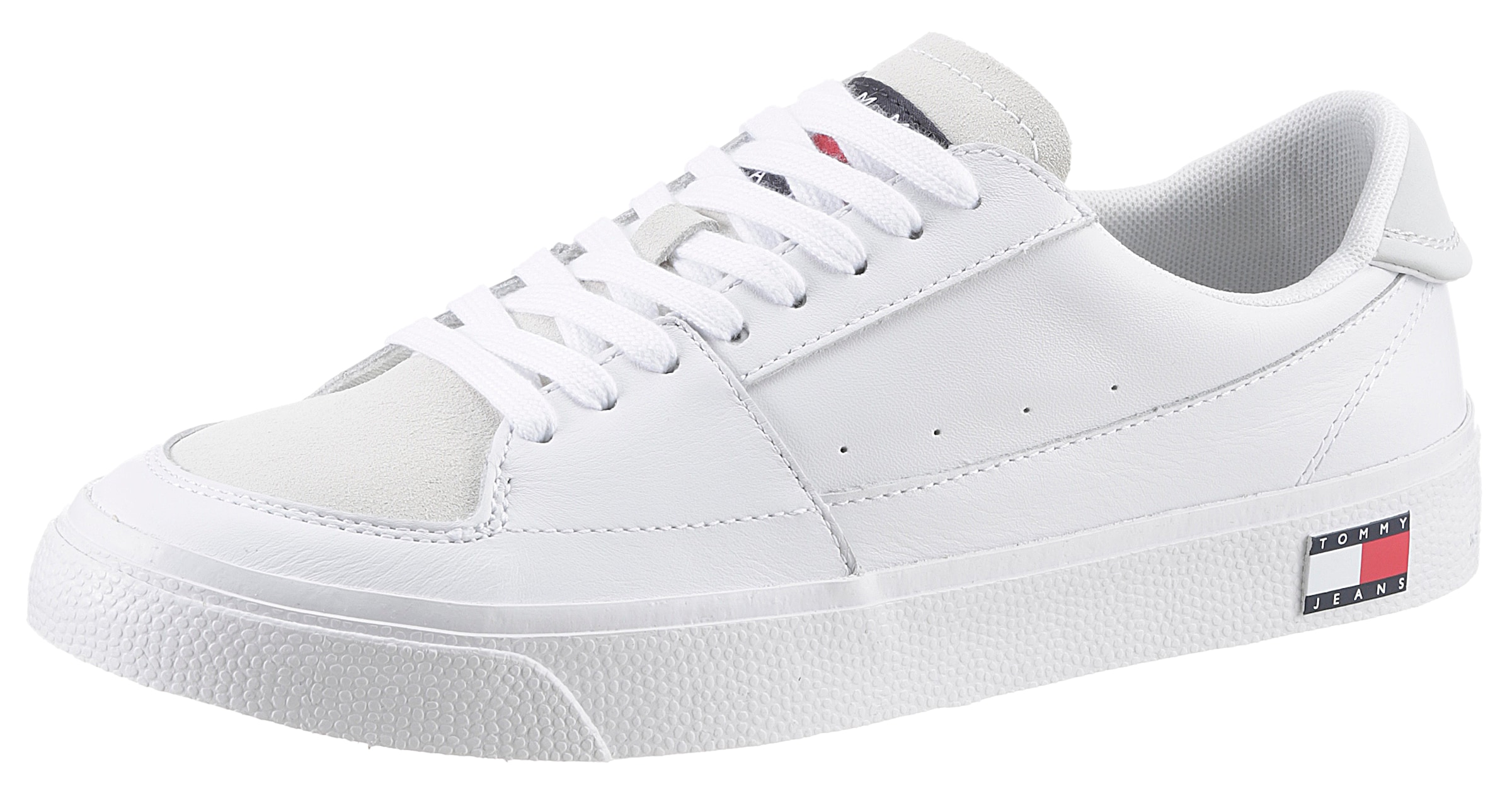 Tommy Jeans - Sapatilhas baixas 'Vulcanized' em branco: frente