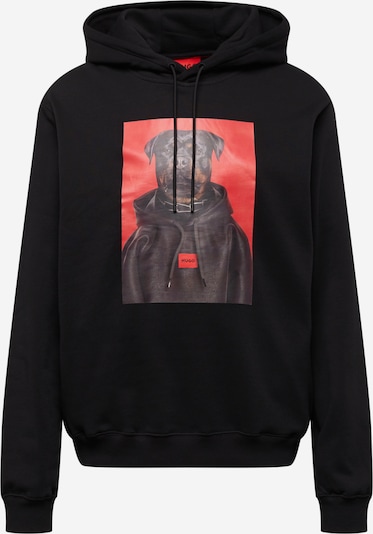 HUGO Sweater majica 'Doodie' u smeđa / crvena / crna, Pregled proizvoda