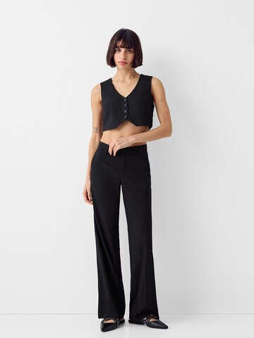 Wide Leg Pantalon à plis Bershka en noir