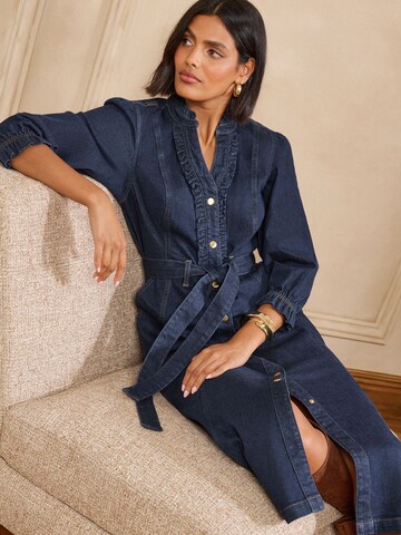 Robe-chemise love & roses en bleu