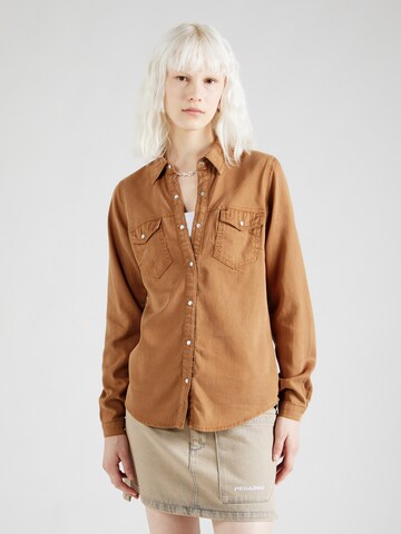 VILA Skinny Bluse 'VIBISTA' in Braun: Vorderseite