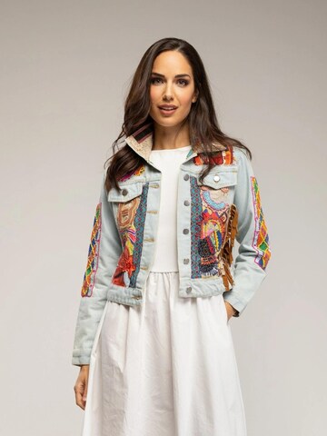 Tantra - Chaqueta de entretiempo 'Chaqueta denim con dibujo africano bordado y lentejuelas' en azul