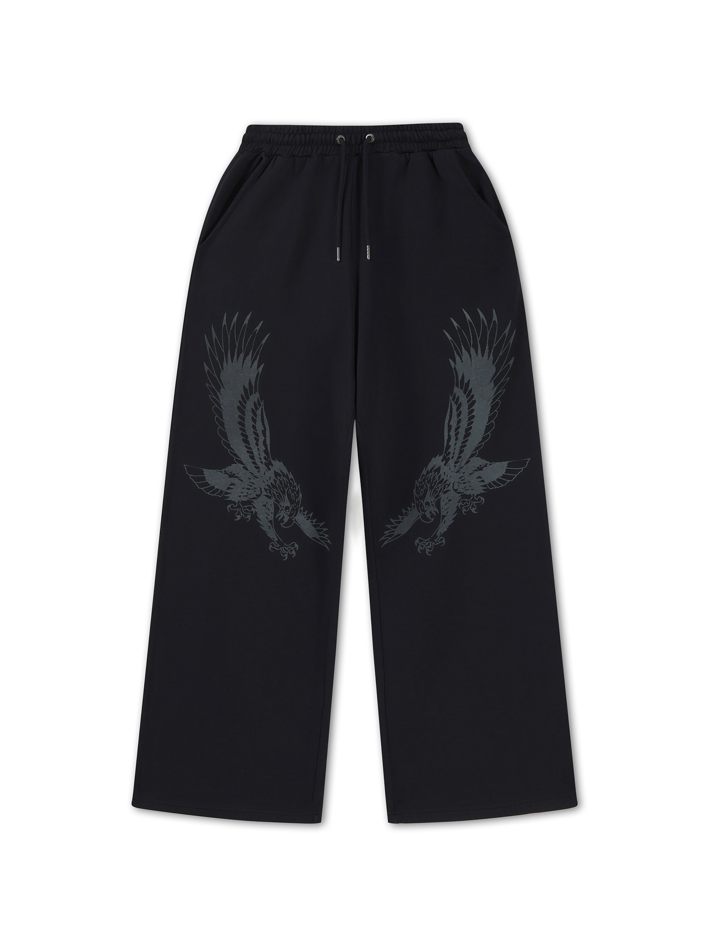 Wide Leg Pantalon 'Flying Eagle' Ed Hardy en noir : devant
