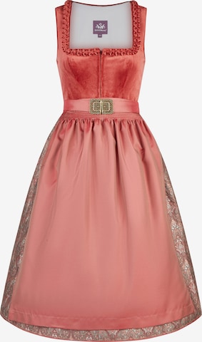 SPIETH & WENSKY Dirndl 'Koral' in Midilänge in Rot: Vorderseite