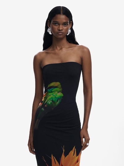 Desigual Zomerjurk in de kleur Lichtgroen / Oranje / Zwart, Productweergave