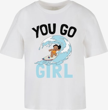 Merchcode Shirt 'Lilo & Stitch You Go Girl' in Weiß: Vorderseite