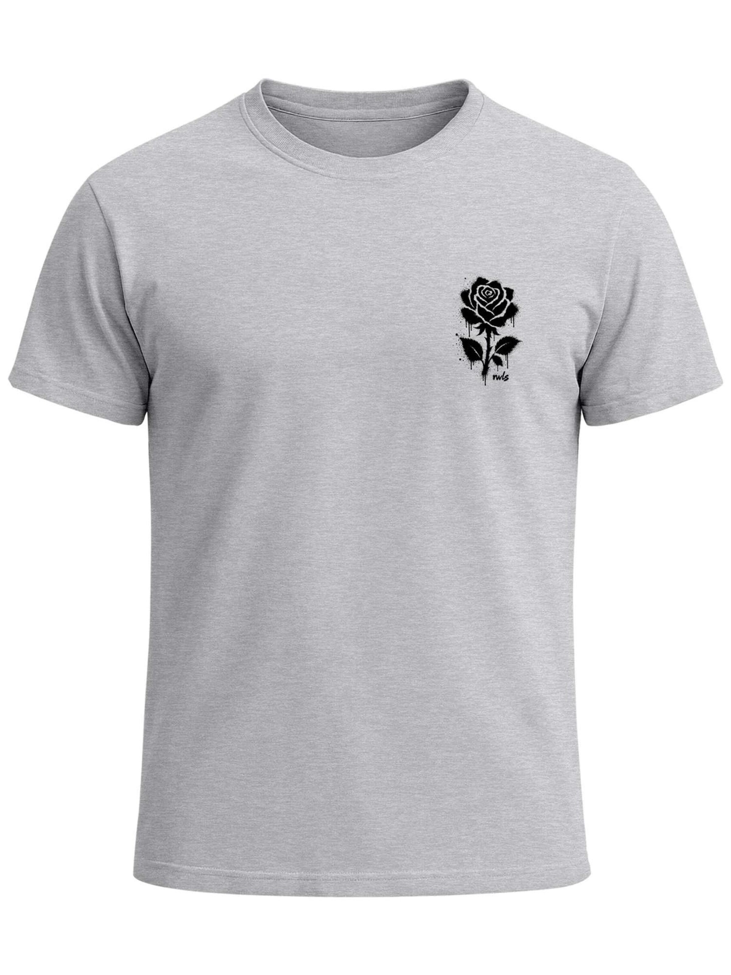 Neverless Shirt 'Graffiti Rose' in Grey